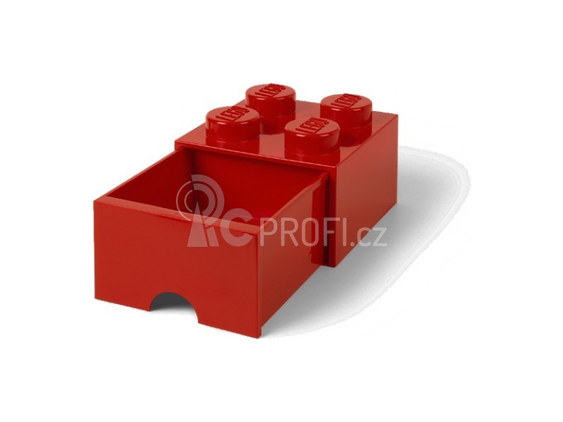 LEGO úložný box s šuplíkem 250x250x180mm - červený
