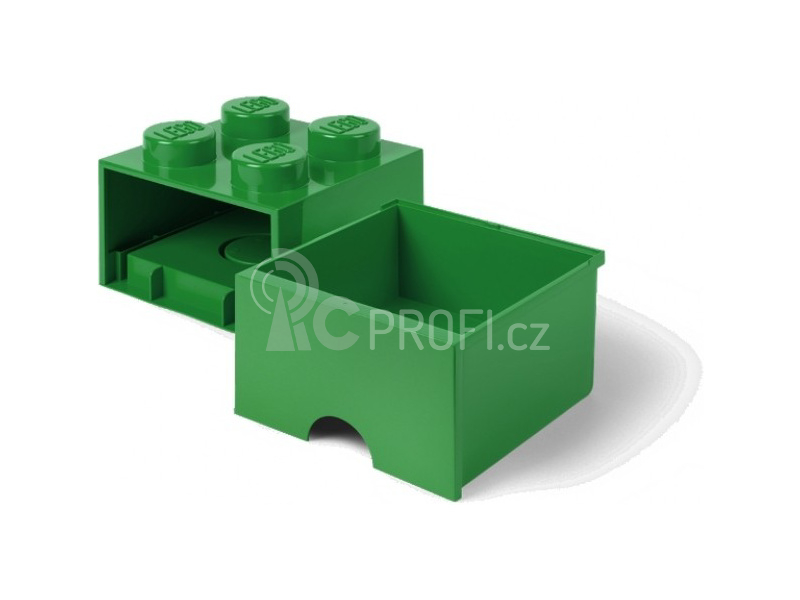 LEGO úložný box s šuplíkem 250x250x180mm - tmavě zelený