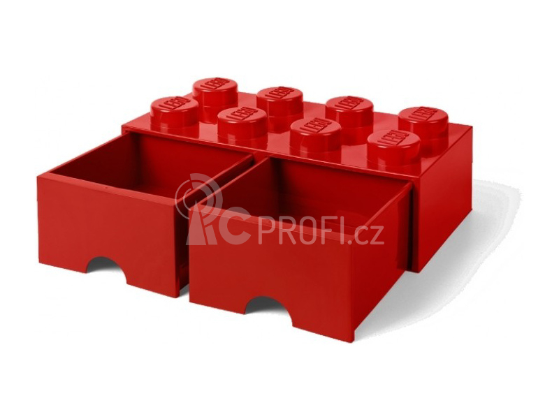 LEGO úložný box s šuplíky 250x500x180mm - červený