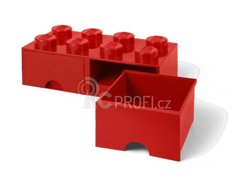 LEGO úložný box s šuplíky 250x500x180mm - červený