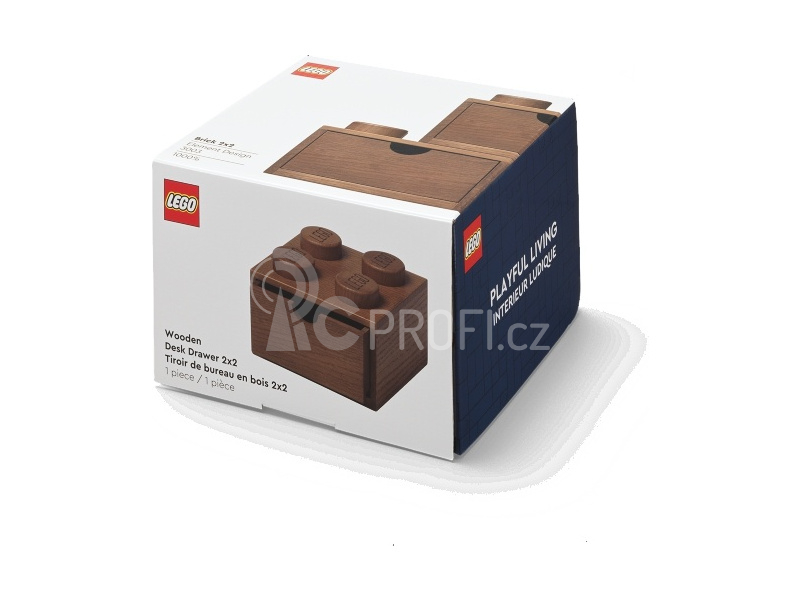 LEGO Wood dřevěný stolní box 4 se zásuvkou dub tmavý