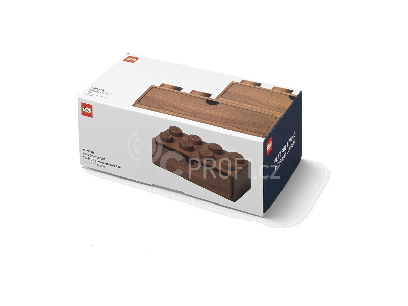 LEGO Wood dřevěný stolní box 8 se zásuvkou dub tmavý