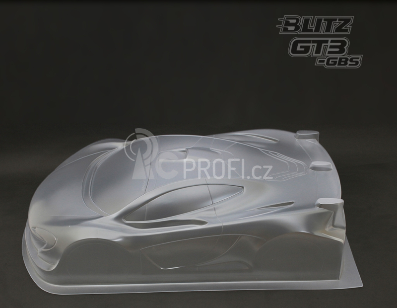 Lexanová karoserie čirá BLITZ 1/8 GT3 GBS včetně křídla, tlouštka 0,7mm