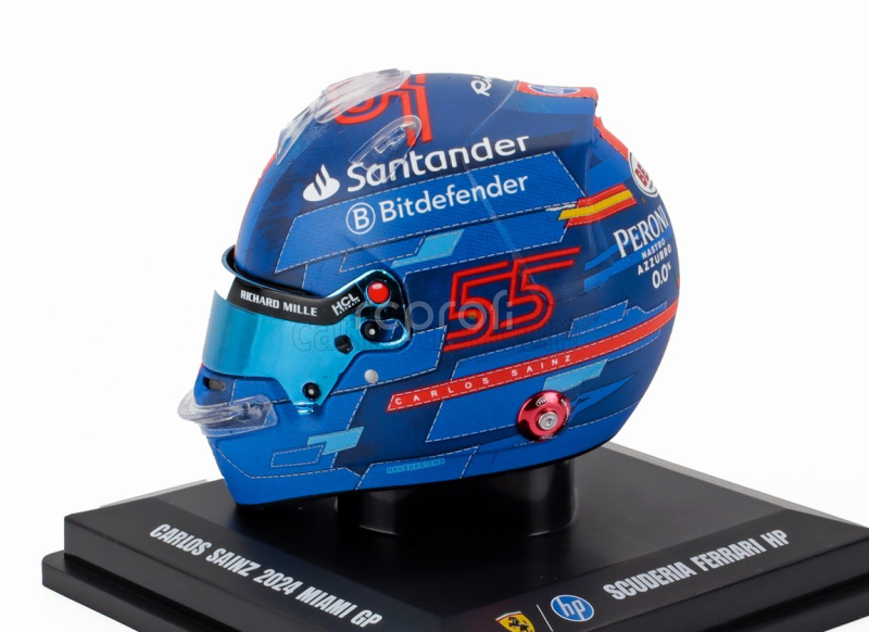Looksmart Bell helmet Casco Helmet F1 Carlos Sainz Team Ferrari Hp N 55 Miami Gp 2024 1:5 Modrá Červená