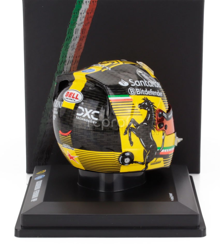 Looksmart Bell helmet Casco Helmet F1 Carlos Sainz Team Ferrari Hp N 55 Monza Italy Gp 2024 1:5 Žlutá Černá