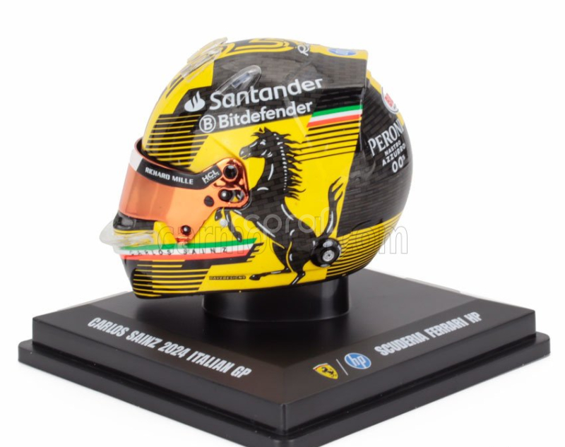 Looksmart Bell helmet Casco Helmet F1 Carlos Sainz Team Ferrari Hp N 55 Monza Italy Gp 2024 1:5 Žlutá Černá