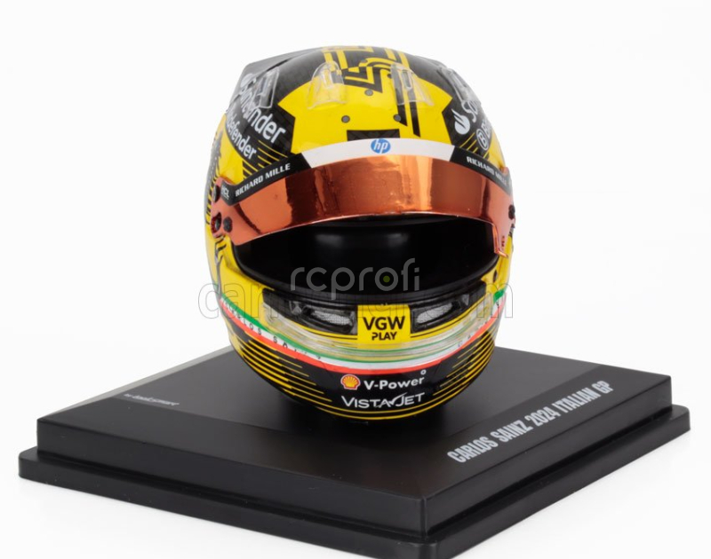 Looksmart Bell helmet Casco Helmet F1 Carlos Sainz Team Ferrari Hp N 55 Monza Italy Gp 2024 1:5 Žlutá Černá