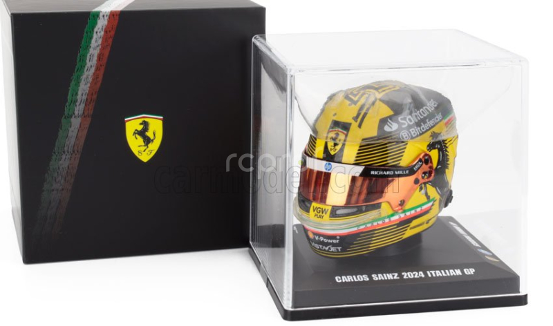 Looksmart Bell helmet Casco Helmet F1 Carlos Sainz Team Ferrari Hp N 55 Monza Italy Gp 2024 1:5 Žlutá Černá