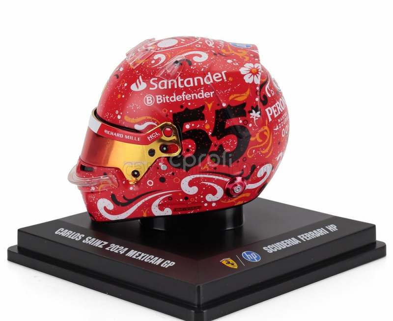 Looksmart Bell helmet Casco Helmet F1 Carlos Sainz Team Ferrari Hp N 55 Winner Mexico Gp 2024 1:5 Red