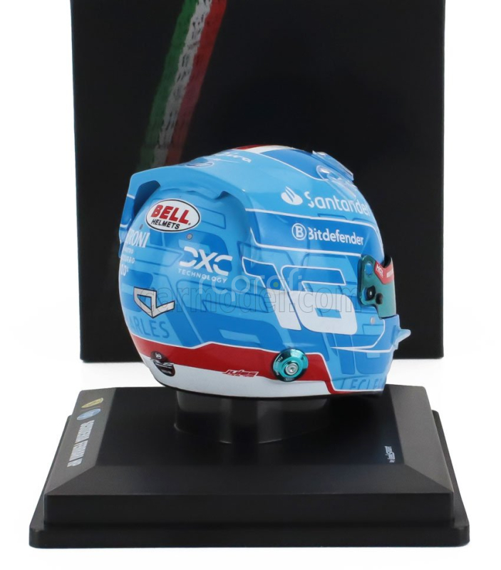 Looksmart Bell helmet Casco Helmet F1 Charles Leclerc Team Ferrari Hp N 16 Miami Gp 2024 1:5 Světle Modrá