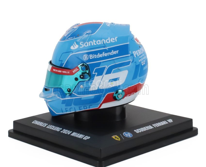 Looksmart Bell helmet Casco Helmet F1 Charles Leclerc Team Ferrari Hp N 16 Miami Gp 2024 1:5 Světle Modrá