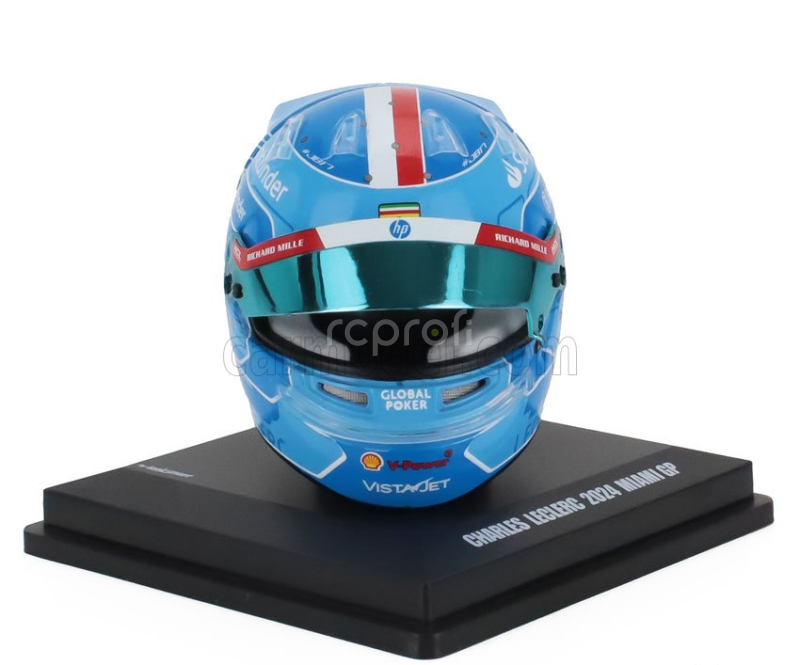 Looksmart Bell helmet Casco Helmet F1 Charles Leclerc Team Ferrari Hp N 16 Miami Gp 2024 1:5 Světle Modrá