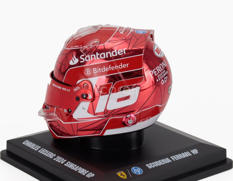 Looksmart Bell helmet Casco Helmet F1 Charles Leclerc Team Ferrari Hp N 16 Singapore Gp 2024 1:5 Red