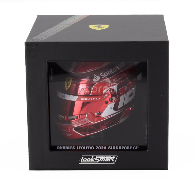 Looksmart Bell helmet Casco Helmet F1 Charles Leclerc Team Ferrari Hp N 16 Singapore Gp 2024 1:5 Red