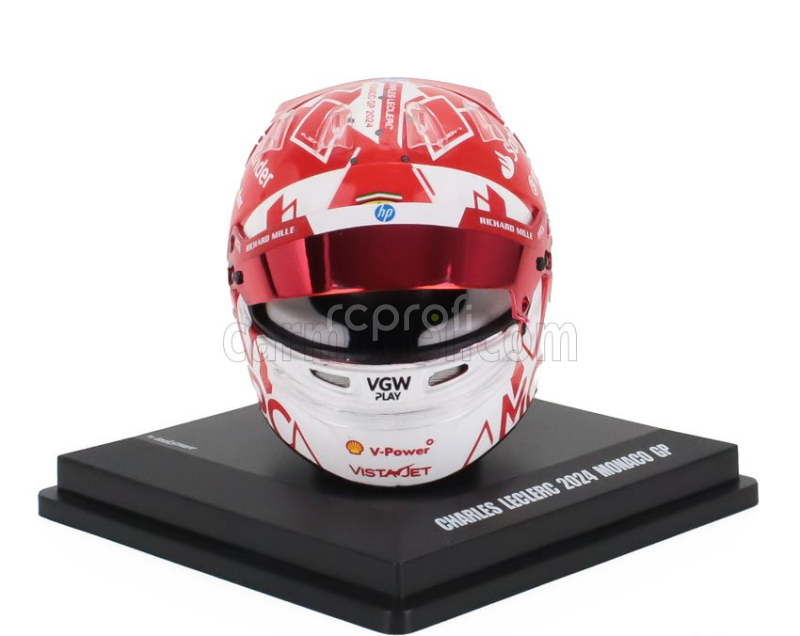 Looksmart Bell helmet Casco Helmet F1 Charles Leclerc Team Ferrari Hp N 16 Winner Monaco Gp 2024 1:5 Bílá Červená