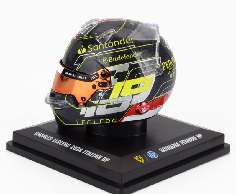 Looksmart Bell helmet Casco Helmet F1 Charles Leclerc Team Ferrari Hp N 16 Winner Monza Italy Gp 2024 1:5 Black