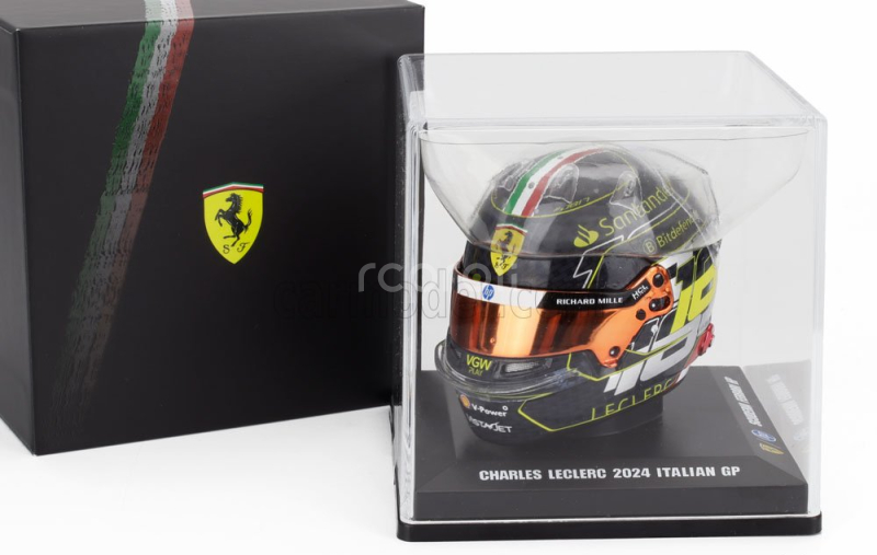 Looksmart Bell helmet Casco Helmet F1 Charles Leclerc Team Ferrari Hp N 16 Winner Monza Italy Gp 2024 1:5 Black