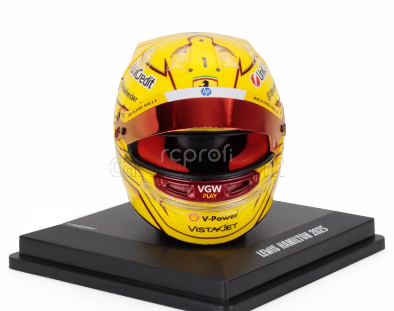 Looksmart Bell helmet Casco Helmet F1 Lewis Hamilton Team Ferrari Hp N 44 Season 2025 1:5 Žlutá Červená