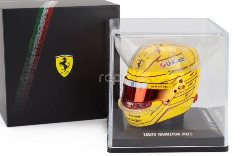 Looksmart Bell helmet Casco Helmet F1 Lewis Hamilton Team Ferrari Hp N 44 Season 2025 1:5 Žlutá Červená