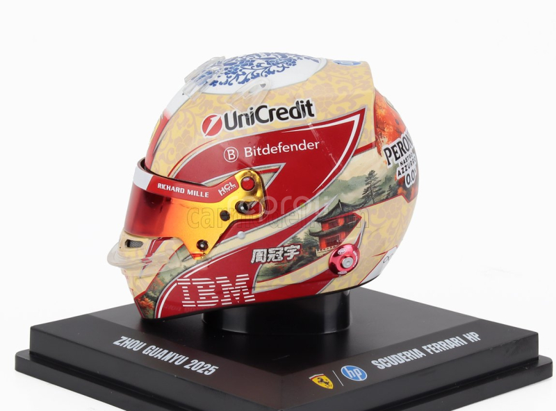 Looksmart Bell helmet Casco Helmet F1 Zhou Guanyu Team Ferrari Hp N 24 Season 2025 1:5 Žlutá Červená