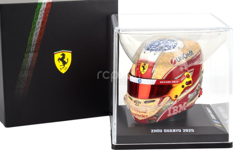 Looksmart Bell helmet Casco Helmet F1 Zhou Guanyu Team Ferrari Hp N 24 Season 2025 1:5 Žlutá Červená