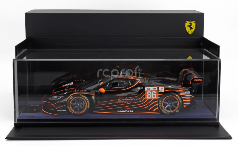 Looksmart Ferrari 296 Gt3 3.0l Turbo V6 Team Gr Racing N 86 24h Le Mans 2024 Riccardo Pera - Daniel Serra - Michael Wainwright - With Showcase - Con Vetrina 1:18 Černá Oranžová