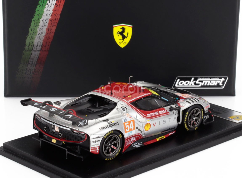 Looksmart Ferrari 296 Gt3 3.0l Turbo V6 Team Vista Af Corse N 54 24h Le Mans 2024 Davide Rigon - Francesco Castellacci - Thomas Flohr 1:43 Silver Red