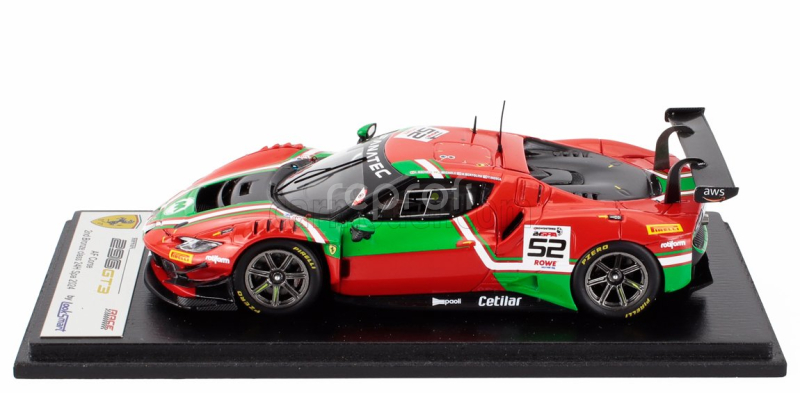 Looksmart Ferrari 296 Gt3 3.0l Twin Turbo V6 Team Af Corse N 52 24h Spa 2024 Andrea Bertolini - Jef Machiels - Louis Machiels - Tommaso Mosca 1:43 Červená Zelená