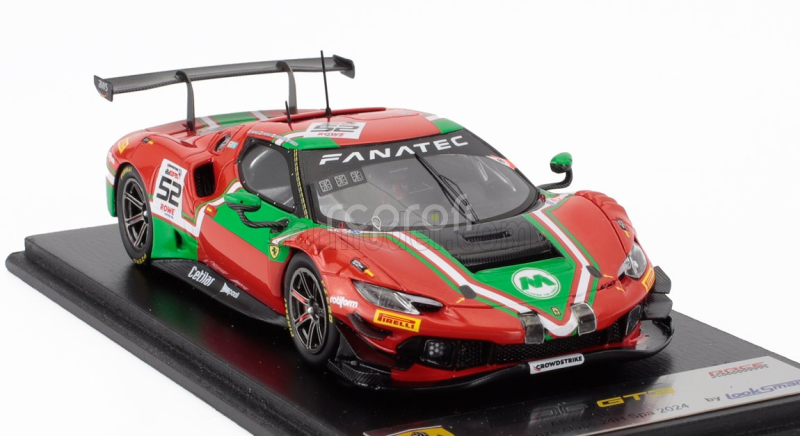 Looksmart Ferrari 296 Gt3 3.0l Twin Turbo V6 Team Af Corse N 52 24h Spa 2024 Andrea Bertolini - Jef Machiels - Louis Machiels - Tommaso Mosca 1:43 Červená Zelená