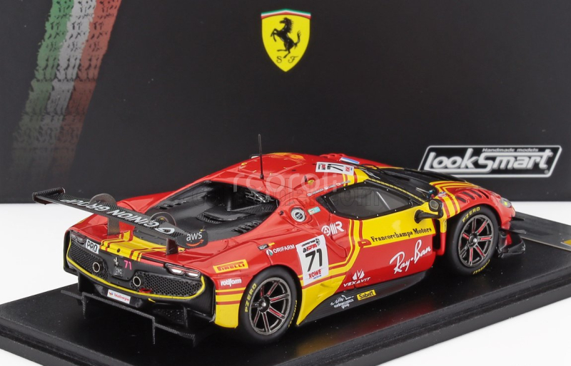 Looksmart Ferrari 296 Gt3 3.0l Twin Turbo V6 Team Af Corse N 71 24h Spa 2024 David Vidales – Vincent Abril – Thomas Neubauer 1:43 Červená Žlutá