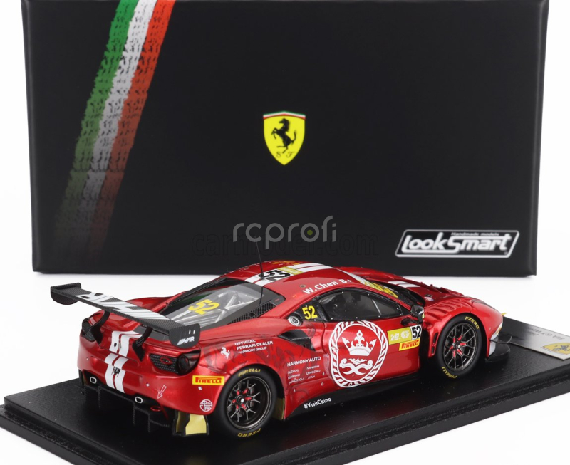 Looksmart Ferrari 296 Gt3 3.0l Twin Turbo V6 Team Harmony Racing N 52 Fia Gt World Cup Macau 2023 Weian Chen 1:43 Červená Met Bílá