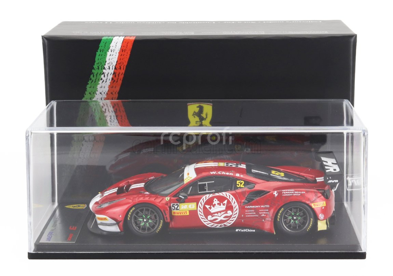Looksmart Ferrari 296 Gt3 3.0l Twin Turbo V6 Team Harmony Racing N 52 Fia Gt World Cup Macau 2023 Weian Chen 1:43 Červená Met Bílá