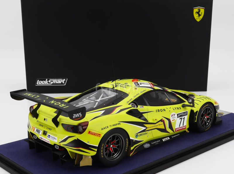 Looksmart Ferrari 488 Gt3 Evo 3.9l Turbo V8 Team Iron Lynx N 71 3rd 24h Spa 2022 Antonio Fuoco - Davide Rigon - Daniel Serra - Con Vetrina - With Showcase 1:18 Žlutá Černá