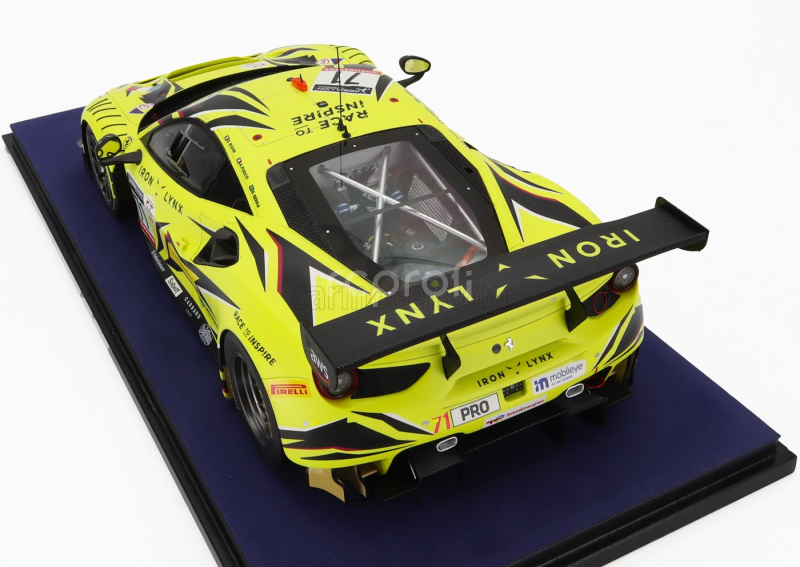 Looksmart Ferrari 488 Gt3 Evo 3.9l Turbo V8 Team Iron Lynx N 71 3rd 24h Spa 2022 Antonio Fuoco - Davide Rigon - Daniel Serra - Con Vetrina - With Showcase 1:18 Žlutá Černá