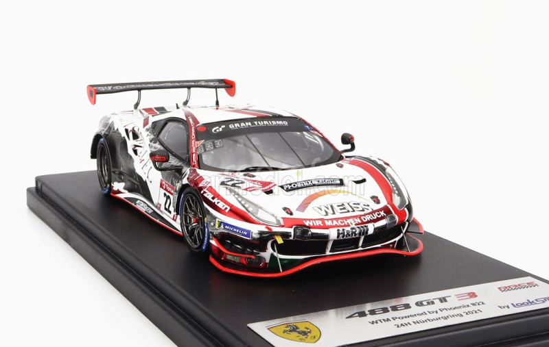 Looksmart Ferrari 488 Gt3 Evo 3.9l Turbo V8 Team Wtm Phoenix Racing N 22 24h Nurburgring 2021 Indy Dontje - Daniel Keilwitz - Jochen Krumbach - Georg Weiss 1:43 Bílá Červená Černá
