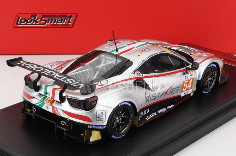 Looksmart Ferrari 488 Gte Evo 3.9l Turbo V8 Team Af Corse N 54 1:43, stříbrná