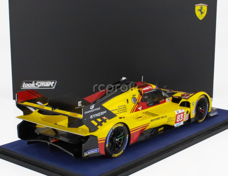 Looksmart Ferrari 499p 3.0l Turbo V6 Team Af Corse N  83 24h Le Mans 2024 Robert Kubica - Robert Shwartzman - Yifei Ye 1:18 Žlutá Červená