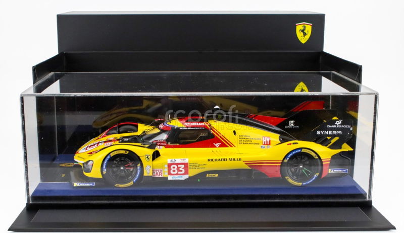 Looksmart Ferrari 499p 3.0l Turbo V6 Team Af Corse N  83 24h Le Mans 2024 Robert Kubica - Robert Shwartzman - Yifei Ye 1:18 Žlutá Červená