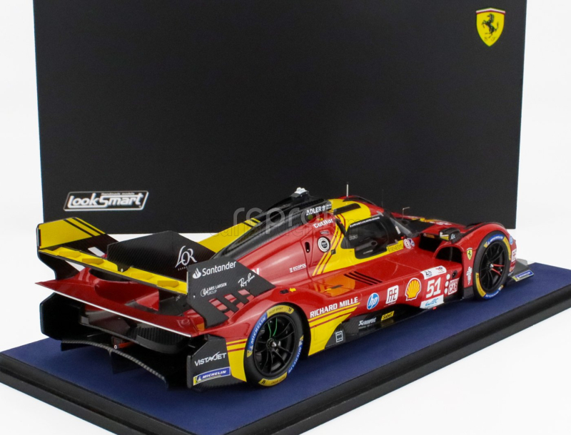 Looksmart Ferrari 499p 3.0l Turbo V6 Team Ferrari Af Corse N 51 3rd 24h Le Mans 2024 Alessandro Pier Guidi - James Calado - Antonio Giovinazzi 1:18 Červená Žlutá Černá