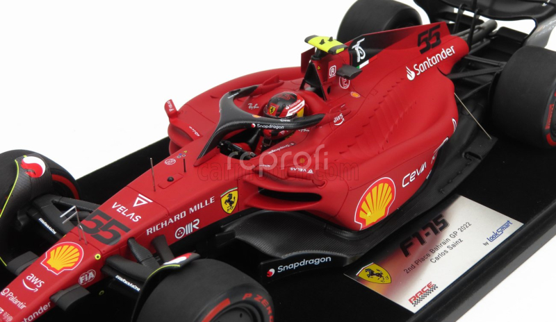 Looksmart Ferrari F1-75 Team Scuderia Ferrari N 55 2nd Bahrain Gp 2022 Carlos Sainz 1:18 Red