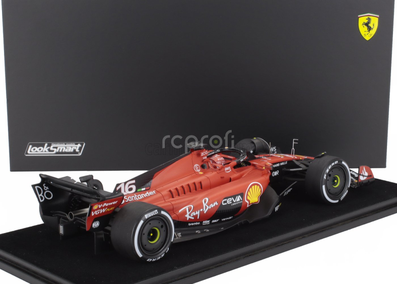 Looksmart Ferrari F1  Sf-23 Team Scuderia Ferrari N 16 4th Singapore Gp 2023 Charles Leclerc - Con Vetrina - With Showcase 1:18 Červená Černá