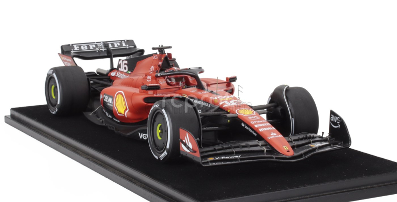 Looksmart Ferrari F1  Sf-23 Team Scuderia Ferrari N 16 4th Singapore Gp 2023 Charles Leclerc - Con Vetrina - With Showcase 1:18 Červená Černá
