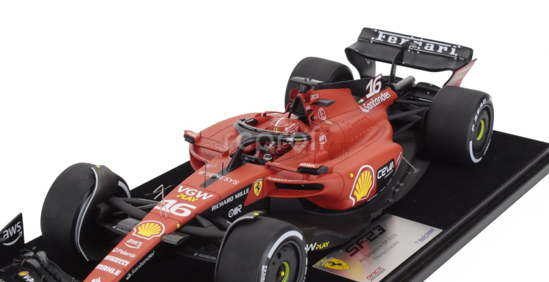 Looksmart Ferrari F1  Sf-23 Team Scuderia Ferrari N 16 4th Singapore Gp 2023 Charles Leclerc - Con Vetrina - With Showcase 1:18 Červená Černá