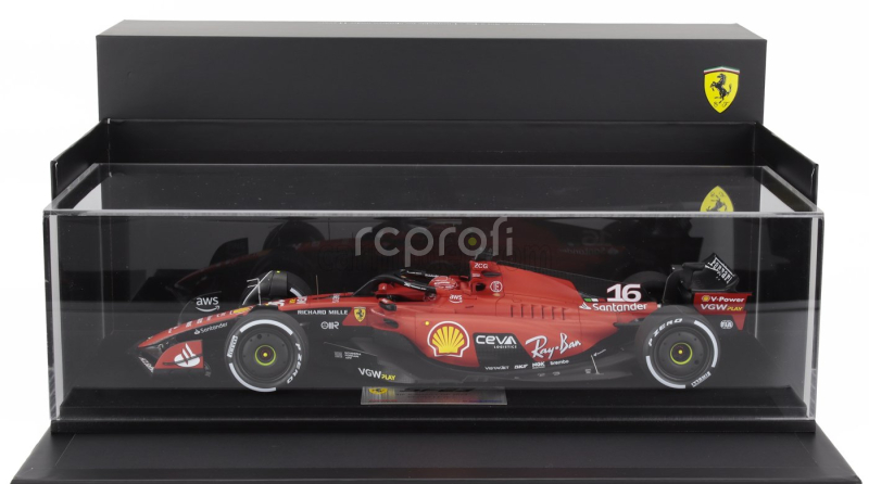 Looksmart Ferrari F1  Sf-23 Team Scuderia Ferrari N 16 4th Singapore Gp 2023 Charles Leclerc - Con Vetrina - With Showcase 1:18 Červená Černá