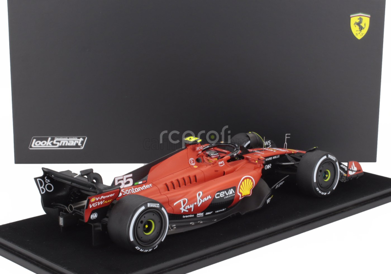 Looksmart Ferrari F1  Sf-23 Team Scuderia Ferrari N 55 Winner Singapore Gp 2023 Carlos Sainz - Con Vetrina - With Showcase 1:18 Červená Černá