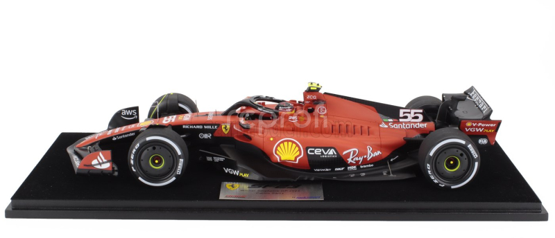 Looksmart Ferrari F1  Sf-23 Team Scuderia Ferrari N 55 Winner Singapore Gp 2023 Carlos Sainz - Con Vetrina - With Showcase 1:18 Červená Černá