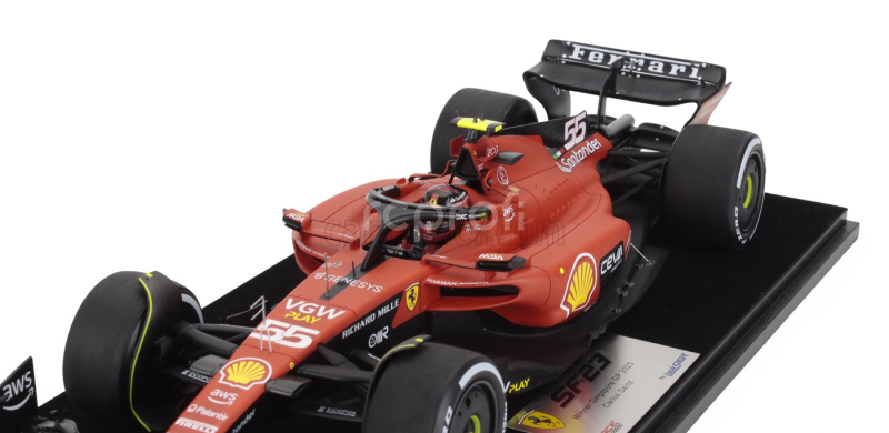 Looksmart Ferrari F1  Sf-23 Team Scuderia Ferrari N 55 Winner Singapore Gp 2023 Carlos Sainz - Con Vetrina - With Showcase 1:18 Červená Černá