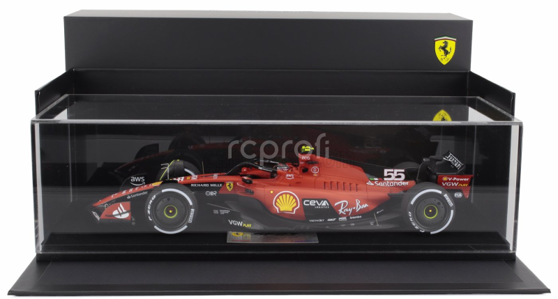 Looksmart Ferrari F1  Sf-23 Team Scuderia Ferrari N 55 Winner Singapore Gp 2023 Carlos Sainz - Con Vetrina - With Showcase 1:18 Červená Černá