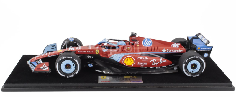 Looksmart Ferrari F1  Sf-24 Team Scuderia Ferrari N 16 3rd Miami Gp 2024 Charles Leclerc - Con Vetrina - With Showcase 1:18 Červená Černá Světle Modrá