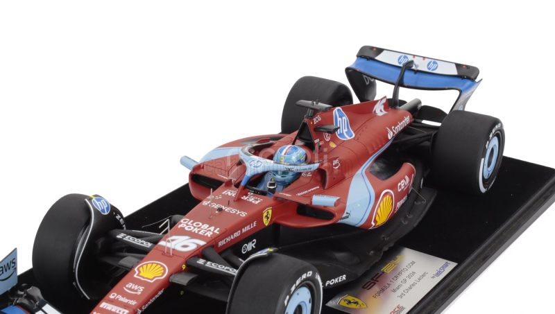 Looksmart Ferrari F1  Sf-24 Team Scuderia Ferrari N 16 3rd Miami Gp 2024 Charles Leclerc - Con Vetrina - With Showcase 1:18 Červená Černá Světle Modrá